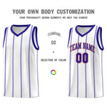 Custom White Royal Blue Red Vertical Stripes Single Sided Sets Basketball Jersey | BuyFootballJersey