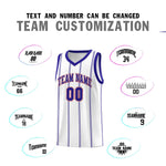 Custom White Royal Blue Red Vertical Stripes Single Sided Sets Basketball Jersey | BuyFootballJersey