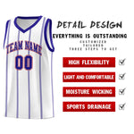 Custom White Royal Blue Red Vertical Stripes Single Sided Sets Basketball Jersey | BuyFootballJersey