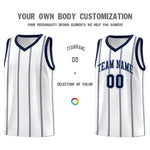 Custom White Navy Light Blue Vertical Stripes Single Sided Sets Basketball Jersey | BuyFootballJersey