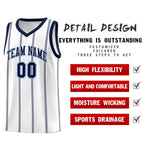 Custom White Navy Light Blue Vertical Stripes Single Sided Sets Basketball Jersey | BuyFootballJersey