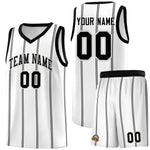 Custom White Black Gray Vertical Stripes Single Sided Sets Basketball Jersey | BuyFootballJersey