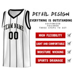 Custom White Black Gray Vertical Stripes Single Sided Sets Basketball Jersey | BuyFootballJersey