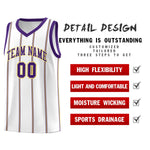 Custom White Purple Gold Vertical Stripes Single Sided Sets Basketball Jersey | BuyFootballJersey