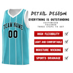 Custom Sky Blue White Black Vertical Stripes Single Sided Sets Basketball Jersey | BuyFootballJersey