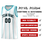 Custom White Sky Blue Black Vertical Stripes Single Sided Sets Basketball Jersey | BuyFootballJersey
