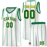 Custom White Kelly Green Gold Vertical Stripes Single Sided Sets Basketball Jersey | BuyFootballJersey