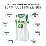 Custom White Kelly Green Gold Vertical Stripes Single Sided Sets Basketball Jersey | BuyFootballJersey