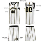 Custom White Black Old Gold Vertical Stripes Single Sided Sets Basketball Jersey | BuyFootballJersey