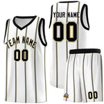 Custom White Black Old Gold Vertical Stripes Single Sided Sets Basketball Jersey | BuyFootballJersey