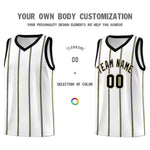 Custom White Black Old Gold Vertical Stripes Single Sided Sets Basketball Jersey | BuyFootballJersey