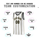 Custom White Black Old Gold Vertical Stripes Single Sided Sets Basketball Jersey | BuyFootballJersey