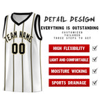 Custom White Black Old Gold Vertical Stripes Single Sided Sets Basketball Jersey | BuyFootballJersey