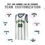 Custom White Navy Neon Green Vertical Stripes Single Sided Sets Basketball Jersey | BuyFootballJersey