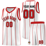 Custom White Red Black Vertical Stripes Single Sided Sets Basketball Jersey | BuyFootballJersey