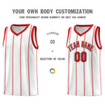 Custom White Red Black Vertical Stripes Single Sided Sets Basketball Jersey | BuyFootballJersey