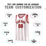 Custom White Red Black Vertical Stripes Single Sided Sets Basketball Jersey | BuyFootballJersey