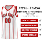 Custom White Red Black Vertical Stripes Single Sided Sets Basketball Jersey | BuyFootballJersey