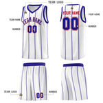 Custom White Royal Blue Red Vertical Stripes Single Sided Sets Basketball Jersey | BuyFootballJersey