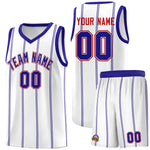 Custom White Royal Blue Red Vertical Stripes Single Sided Sets Basketball Jersey | BuyFootballJersey