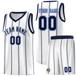 Custom White Navy Light Blue Vertical Stripes Single Sided Sets Basketball Jersey | BuyFootballJersey