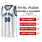 Custom White Navy Light Blue Vertical Stripes Single Sided Sets Basketball Jersey | BuyFootballJersey