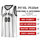 Custom White Black Gray Vertical Stripes Single Sided Sets Basketball Jersey | BuyFootballJersey
