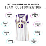 Custom White Purple Gold Vertical Stripes Single Sided Sets Basketball Jersey | BuyFootballJersey