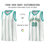 Custom White Aqua Orange Vertical Stripes Single Sided Sets Basketball Jersey | BuyFootballJersey