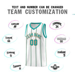 Custom White Aqua Orange Vertical Stripes Single Sided Sets Basketball Jersey | BuyFootballJersey