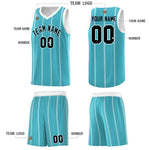 Custom Sky Blue White Black Vertical Stripes Single Sided Sets Basketball Jersey | BuyFootballJersey