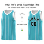 Custom Sky Blue White Black Vertical Stripes Single Sided Sets Basketball Jersey | BuyFootballJersey