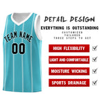 Custom Sky Blue White Black Vertical Stripes Single Sided Sets Basketball Jersey | BuyFootballJersey