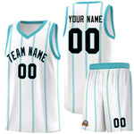 Custom White Sky Blue Black Vertical Stripes Single Sided Sets Basketball Jersey | BuyFootballJersey