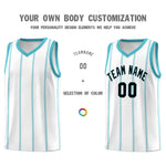 Custom White Sky Blue Black Vertical Stripes Single Sided Sets Basketball Jersey | BuyFootballJersey