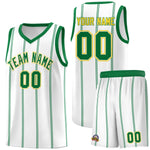 Custom White Kelly Green Gold Vertical Stripes Single Sided Sets Basketball Jersey | BuyFootballJersey