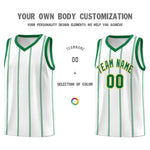 Custom White Kelly Green Gold Vertical Stripes Single Sided Sets Basketball Jersey | BuyFootballJersey