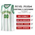 Custom White Kelly Green Gold Vertical Stripes Single Sided Sets Basketball Jersey | BuyFootballJersey