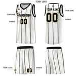 Custom White Black Old Gold Vertical Stripes Single Sided Sets Basketball Jersey | BuyFootballJersey