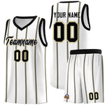 Custom White Black Old Gold Vertical Stripes Single Sided Sets Basketball Jersey | BuyFootballJersey