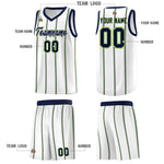 Custom White Navy Neon Green Vertical Stripes Single Sided Sets Basketball Jersey | BuyFootballJersey