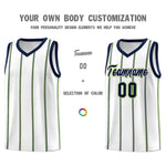 Custom White Navy Neon Green Vertical Stripes Single Sided Sets Basketball Jersey | BuyFootballJersey