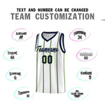 Custom White Navy Neon Green Vertical Stripes Single Sided Sets Basketball Jersey | BuyFootballJersey