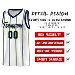 Custom White Navy Neon Green Vertical Stripes Single Sided Sets Basketball Jersey | BuyFootballJersey