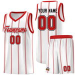 Custom White Red Black Vertical Stripes Single Sided Sets Basketball Jersey | BuyFootballJersey