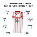 Custom White Red Black Vertical Stripes Single Sided Sets Basketball Jersey | BuyFootballJersey