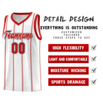 Custom White Red Black Vertical Stripes Single Sided Sets Basketball Jersey | BuyFootballJersey