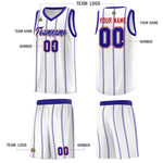 Custom White Royal Blue Red Vertical Stripes Single Sided Sets Basketball Jersey | BuyFootballJersey