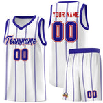 Custom White Royal Blue Red Vertical Stripes Single Sided Sets Basketball Jersey | BuyFootballJersey