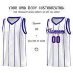 Custom White Royal Blue Red Vertical Stripes Single Sided Sets Basketball Jersey | BuyFootballJersey